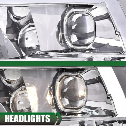 Solid Spare Fit For 2009-2018 Dodge Ram 1500 2500 3500 LED DRL Projector Headlights Chrome