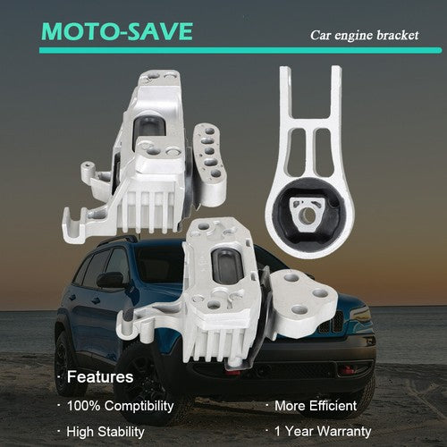 Solid Spare 3PCS Complete Engine Motor &Transmission Mount For Jeep Cherokee Chrysler 200