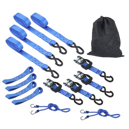 Solid Spare Ratchet Strap*4 +Polyester Blue Fracture Strength 5208lbs 1.6in*15ft S Hooks