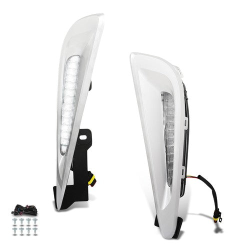 Solid Spare Fit For 2019-2022 Toyota Prius LED Running Lights DRL w/ Silver Bezel Wire