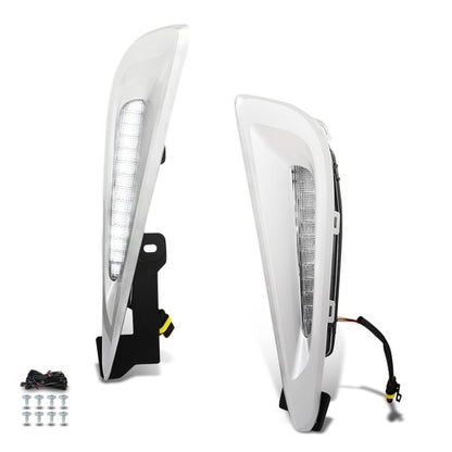 Solid Spare Fit For 2019-2022 Toyota Prius LED Running Lights DRL w/ Silver Bezel Wire