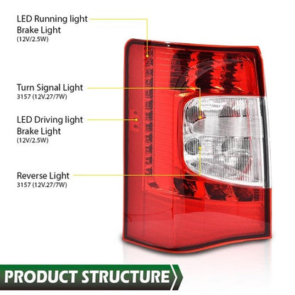 Solid Spare LED Tail Light Brake Lamp Left Side Fit For 2011-2016 Chrysler Town & Country