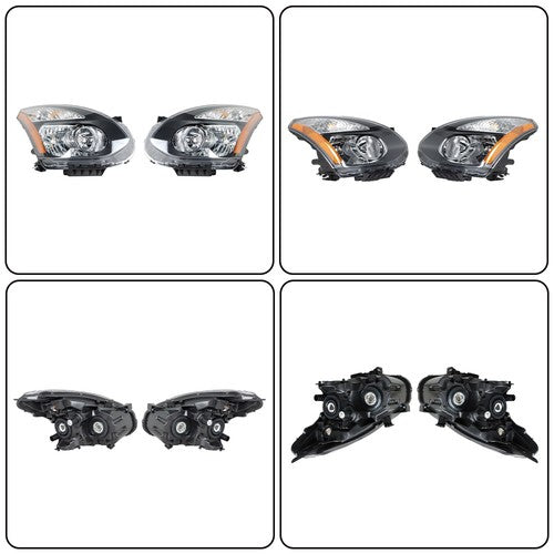 Solid Spare Right+Left Side Headlights For Nissan Rogue 2008-2013 Halogen Projector Black