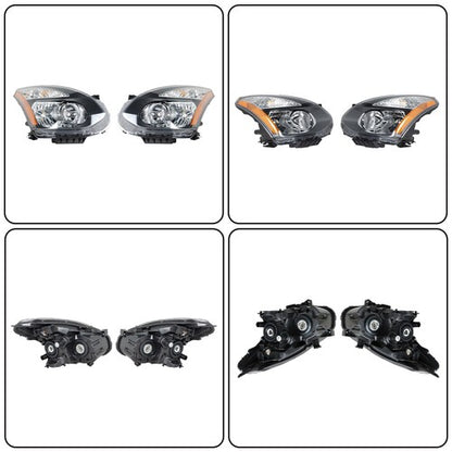 Solid Spare Right+Left Side Headlights For Nissan Rogue 2008-2013 Halogen Projector Black