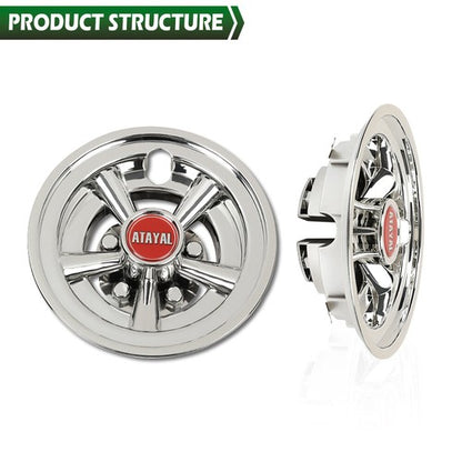 Solid Spare Fit For EZGO Club Car Yamaha 4PCS 8" Golf Cart Wheel Covers Hub Caps Chrome