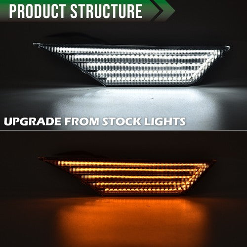 Solid Spare Fit For 16-20 Honda Civic White Bumper Reflector Side Marker Lights LED Lamp