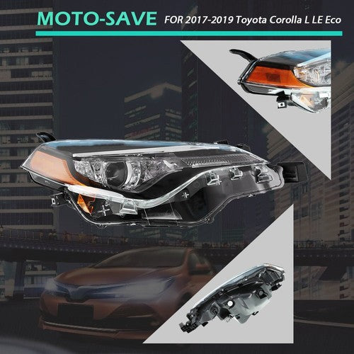 Solid Spare For Toyota Corolla L LE Eco 2017-2019 Headlight Replacement Halogen Clear Lens R