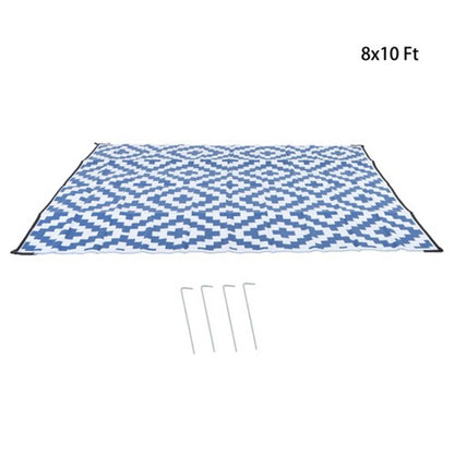 Solid Spare Outdoor Waterproof Foldable Plastic 8x10FT Navy Blue White Outdoor Carpet