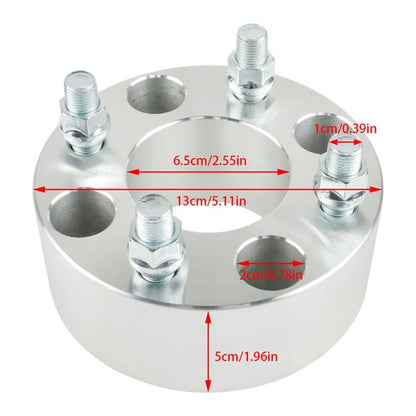 Solid Spare Wheel Spacers 2" 50mm 4x101.6mm Hub Bore 62mm Thread Size 1/2"x20 Silver 4Pcs US