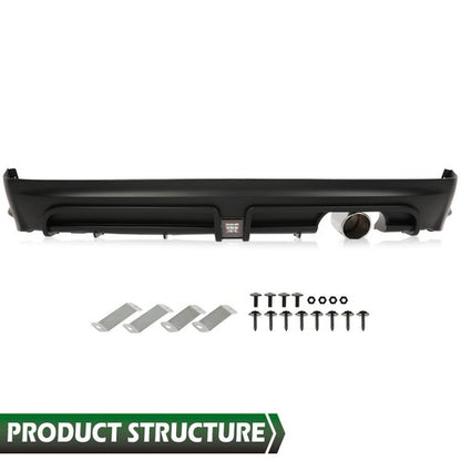 Solid Spare Rear Bumper Spoiler w/ LED Brake Light + Muffler Tip Fit For 06-11 Honda Civic