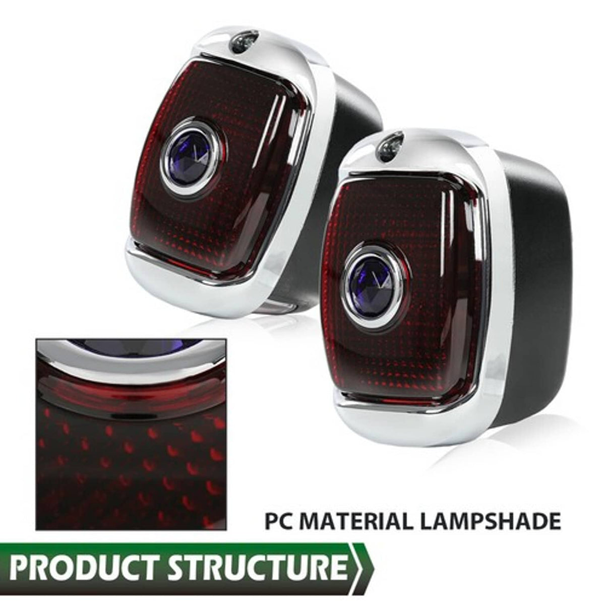 Solid Spare Fit For 1940-1953 Chevy GMC Truck Rear Blue Dot Tail Lamps License Plate Lights