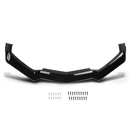 Solid Spare Fit For 2020-2025 Corvette C8 5VM Style Front Bumper Lip Splitter Glossy Black