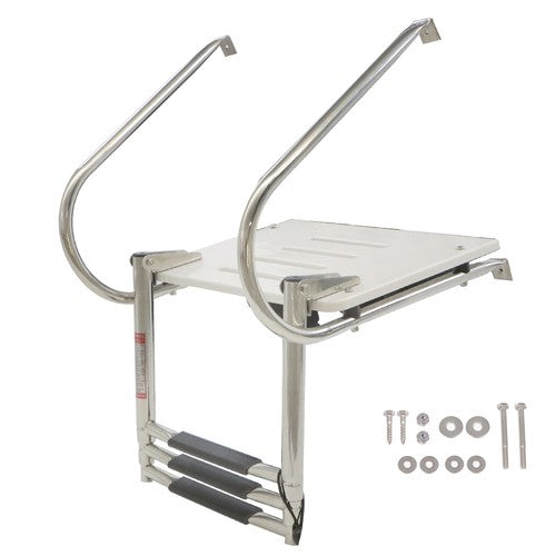 Solid Spare 3-step stainless steel ship ladder with platform Marine with Telescoping US