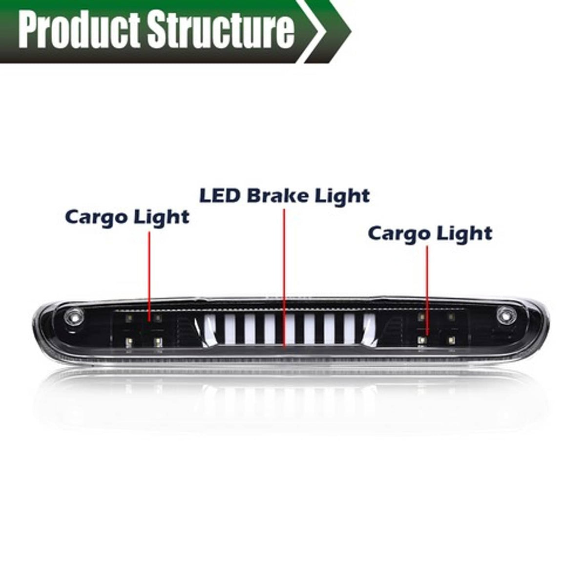 Solid Spare Fit For 07-14 Chevy Silverado GMC Sierra LED 3rd Brake Light Cargo Lamp