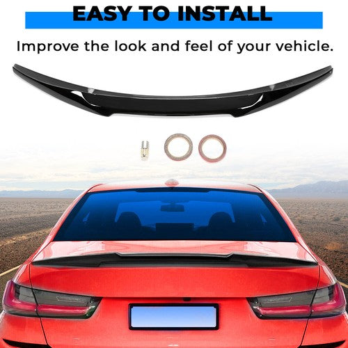 Solid Spare Rear Trunk Spoiler Rear wing For 19-25 BMW G20 330i G80 M3 Gloss Black M4 Style