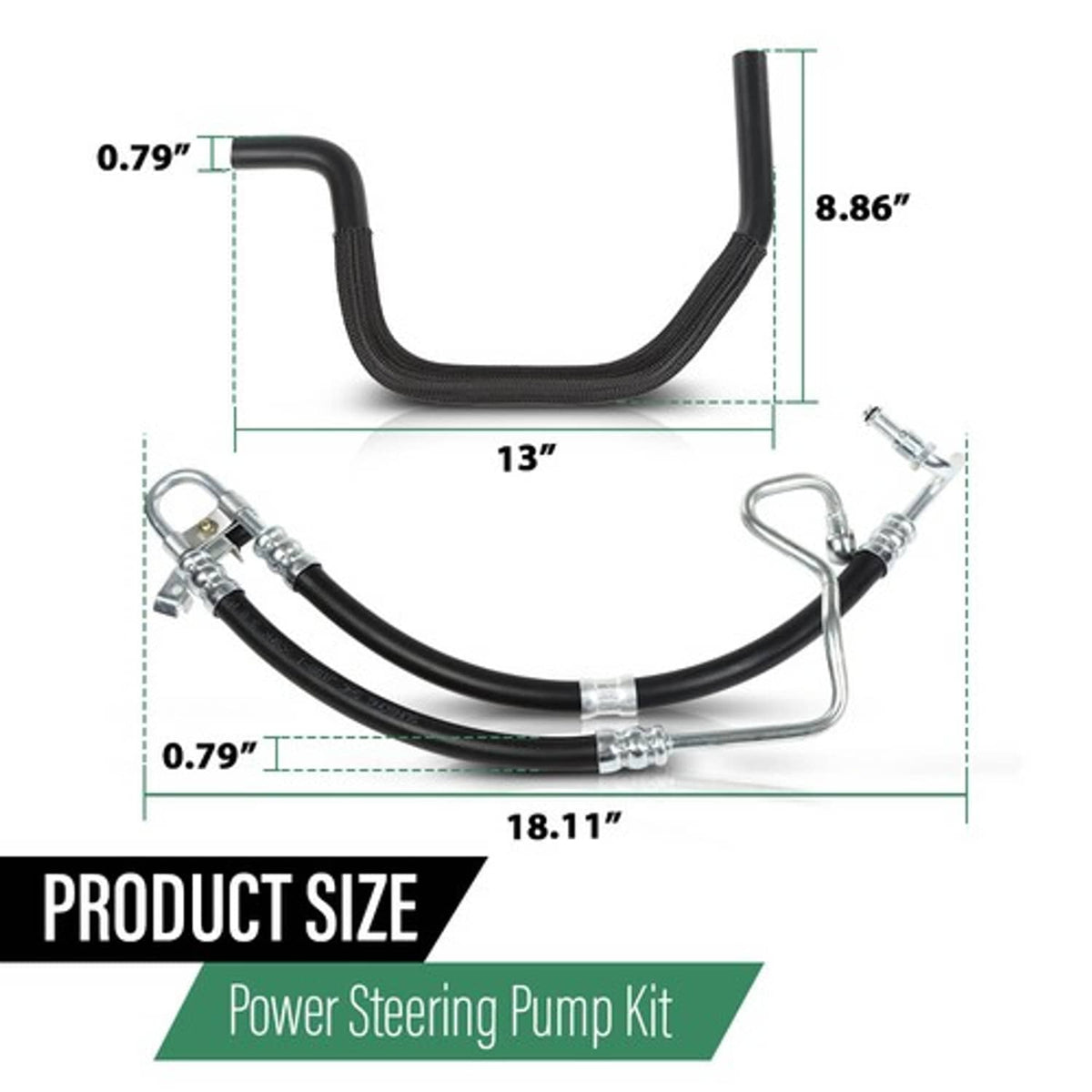 Solid Spare Fit for 01-05 BMW E46 325i 330i Power Steering Pump + Hoses + Reservoir w/ Cap