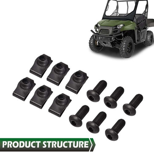 Solid Spare Fit For Polaris Ranger RZR General Body Panel Torx Screw & Flat Nut Set of 6