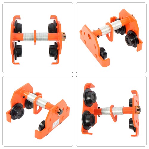 Solid Spare 4400LBS Load Capacity Alloy Steel Push Beam Trolley 65-190mm with Dual Wheels