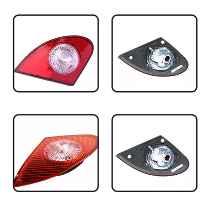 4PCS Rear Tail Lights Lamp Clear & Red Lens For 2003 04 2005-2008 Toyota Corolla