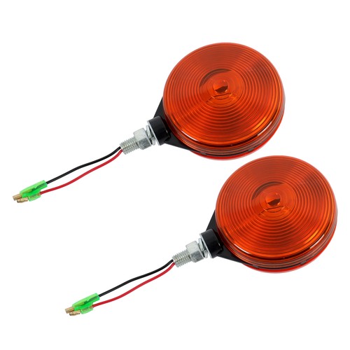 Solid Spare 12V Kubota Tractor Chrome Frame Amber Lens Warning Lamp Set Hazard Style