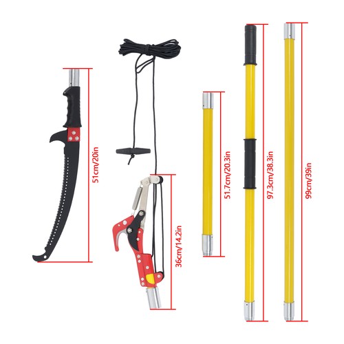 Solid Spare 27ft manual tree pruning saw band scissors 8 knots yellow
