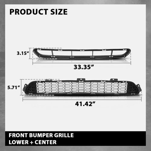 Solid Spare Fit For 2014-2015 Kia Sorento Front Center+Lower Bumper Grille Grill Black