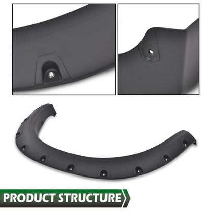 Solid Spare Fit For 2019-2024 Ram 2500 3500 Pocket Rivet Fender Flares Smooth Black