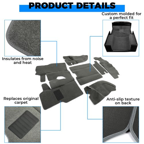 Solid Spare New For TJ Jeep Wrangler 97-06 6 Pieces Full Set Carpet Kit Floor Mat GRAY GREY