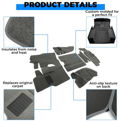 Solid Spare New For TJ Jeep Wrangler 97-06 6 Pieces Full Set Carpet Kit Floor Mat GRAY GREY