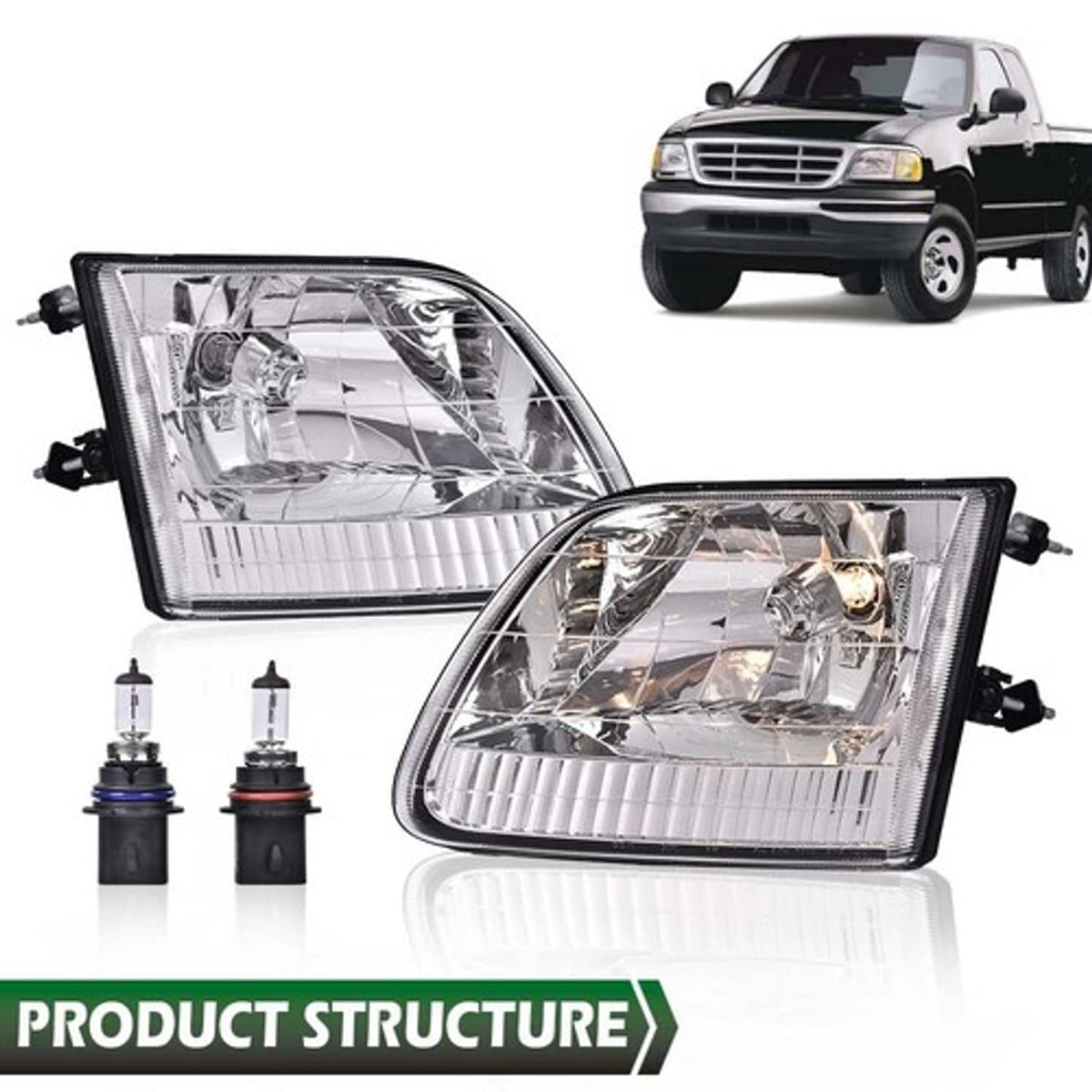Solid Spare Fit For Ford 97-03 F-150/97-99 F-250/97-02 Expedition Headlights Left & Right