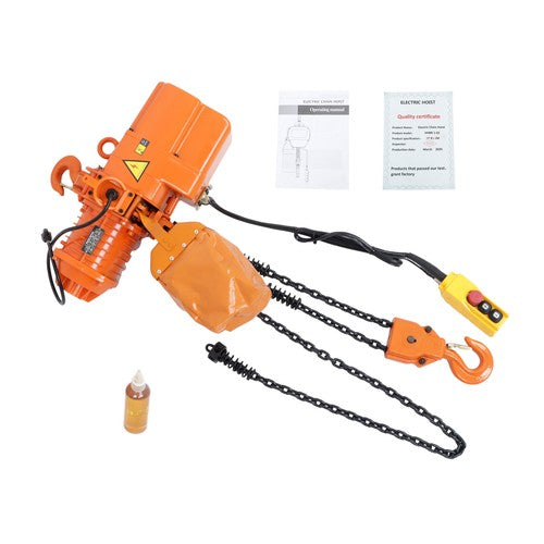 Solid Spare 1 Ton / 2200LBS Electric Chain Hoist w/ 10FT Double Chain Lifting 110V G80