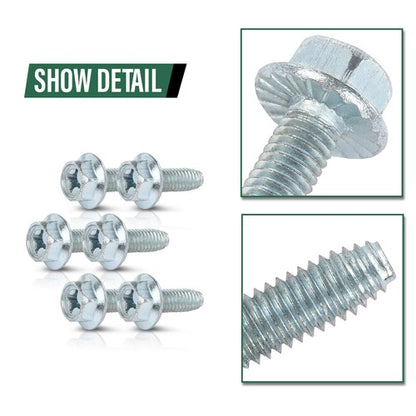 Solid Spare 100 License Plate Screws For American Cars, #14x 3/4" (#1620), Hex/Phillips/Flat