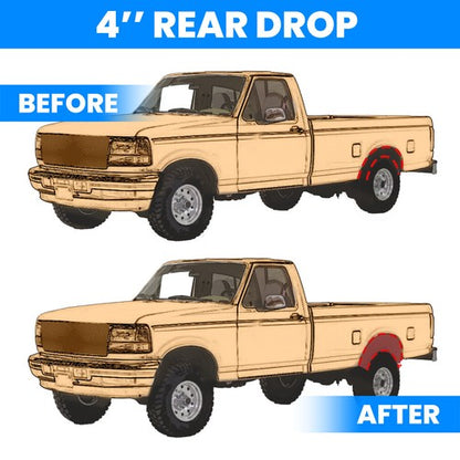 Solid Spare 4" Drop Kit Leveling Lowering Shackles Hangers For 1973-1996 Ford F150 F100