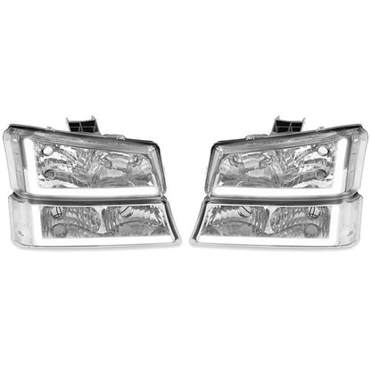 Solid Spare For 2003-2006 07 Chevy Silverado 1500 2500 3500 Headlights+Bumper Light LED DRL