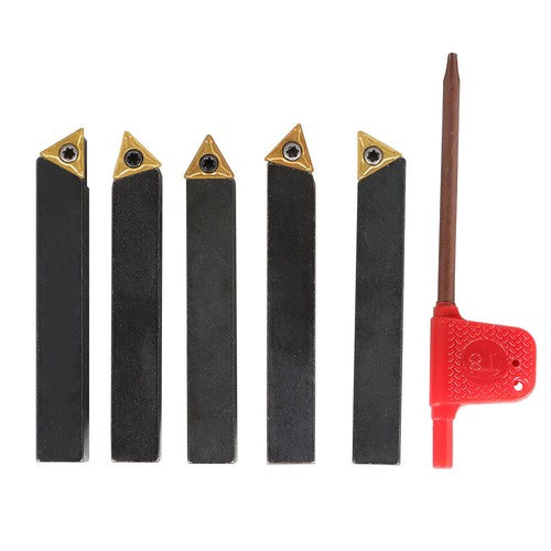 Solid Spare 5 Pieces 3/8" Lathe Indexable Carbide Insert Turning Tooling Bit Holder Set