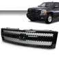 Solid Spare Front Bumper Grille Grill Insert Black Fit For 2007-2013 Chevy Silverado 1500