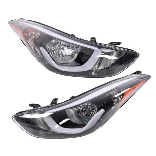 For 2014 2015 2016 Hyundai Elantra Headlights Assembly Left Right Pair w/ Bulbs