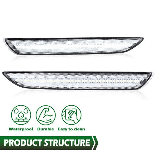 Solid Spare Fit For 2015-2022 Ford Mustang LED Rear Side Marker Lights Clear Left+Right