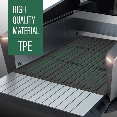 Solid Spare Fit For 23-24 Tesla Cybertruck Truck Bed Mat TPE Rear Storage Cargo Floor Liner
