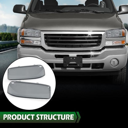 Solid Spare Fit For 1999-2007 GMC Sierra/Yukon Left+Right Headlight Replacement Lens Smoke