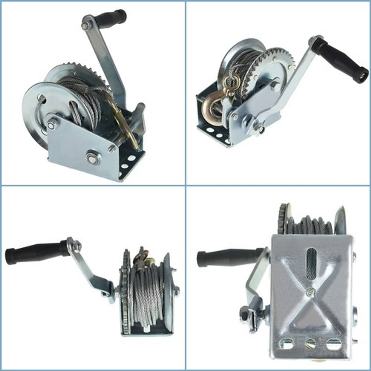 Solid Spare Manual Crank Winch & Boat Winch 1500 lbs With 5.0mm*10m Rope New Silvery