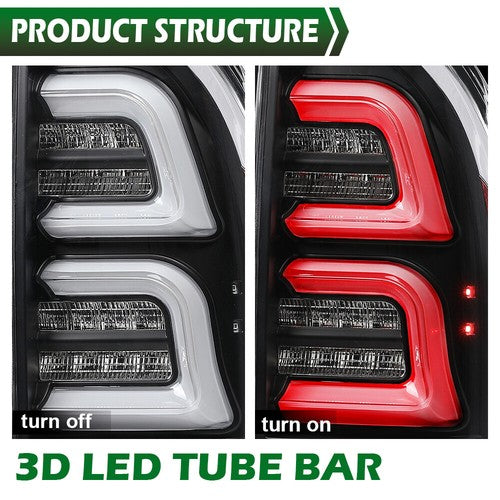 Solid Spare LED Tube Tail Lights Brake Lamps Clear/Black Fit For 2005-2015 Toyota Tacoma