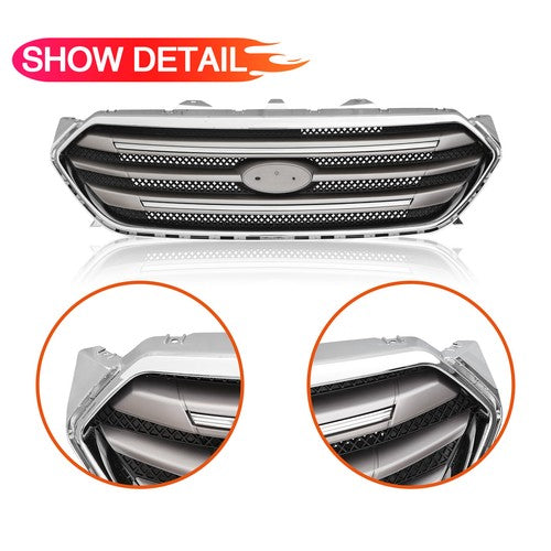 Fit 2013-2019 Ford Taurus Front Bumper Lip Upper Grille Assembly Chrome Grill