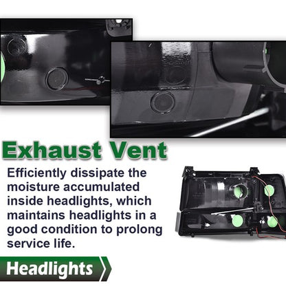 Solid Spare LED DRL Smoke/Black Headlights Bumper Lamps New Fit For 92-96 Ford F-150 Bronco