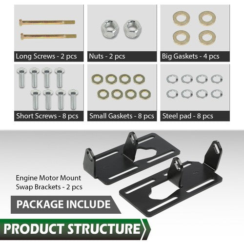 Solid Spare Conversion Engine Mounts Swap Adjustable Fit For 88-98 GM Truck LS1 LS2 LS6 LSX