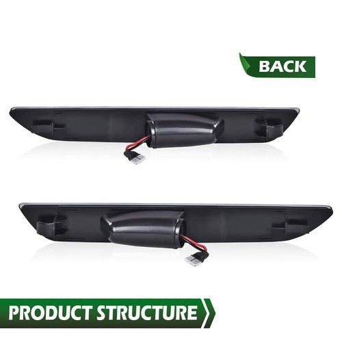 Solid Spare Fit For 2015-2022 Ford Mustang LED Rear Side Marker Lights Clear Left+Right