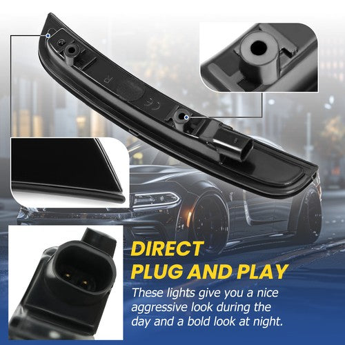 Solid Spare For 15-22 23 Dodge Charger LED Front Bumper Side Marker Light Lamp Smoked Amber