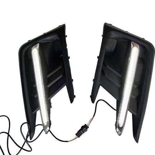 Pair Fog Light Covers W/LED White DRL+Yellow Turn Signal For 19-22 Subaru Ascent