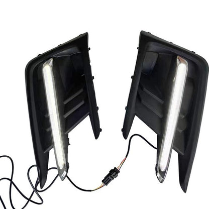 Pair Fog Light Covers W/LED White DRL+Yellow Turn Signal For 19-22 Subaru Ascent