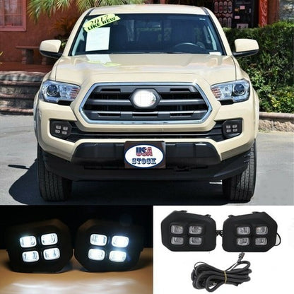 For 2016-2022 2023 Toyota Tacoma 4-Eyes Style DRL LED Clear Fog lights Lamps
